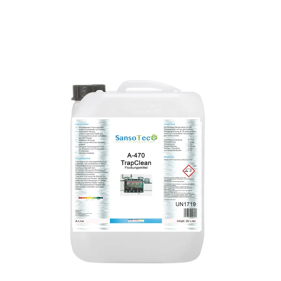 A-470 TrapClean Hocheffizientes Flockungsmittel  | 20 Liter Kanister