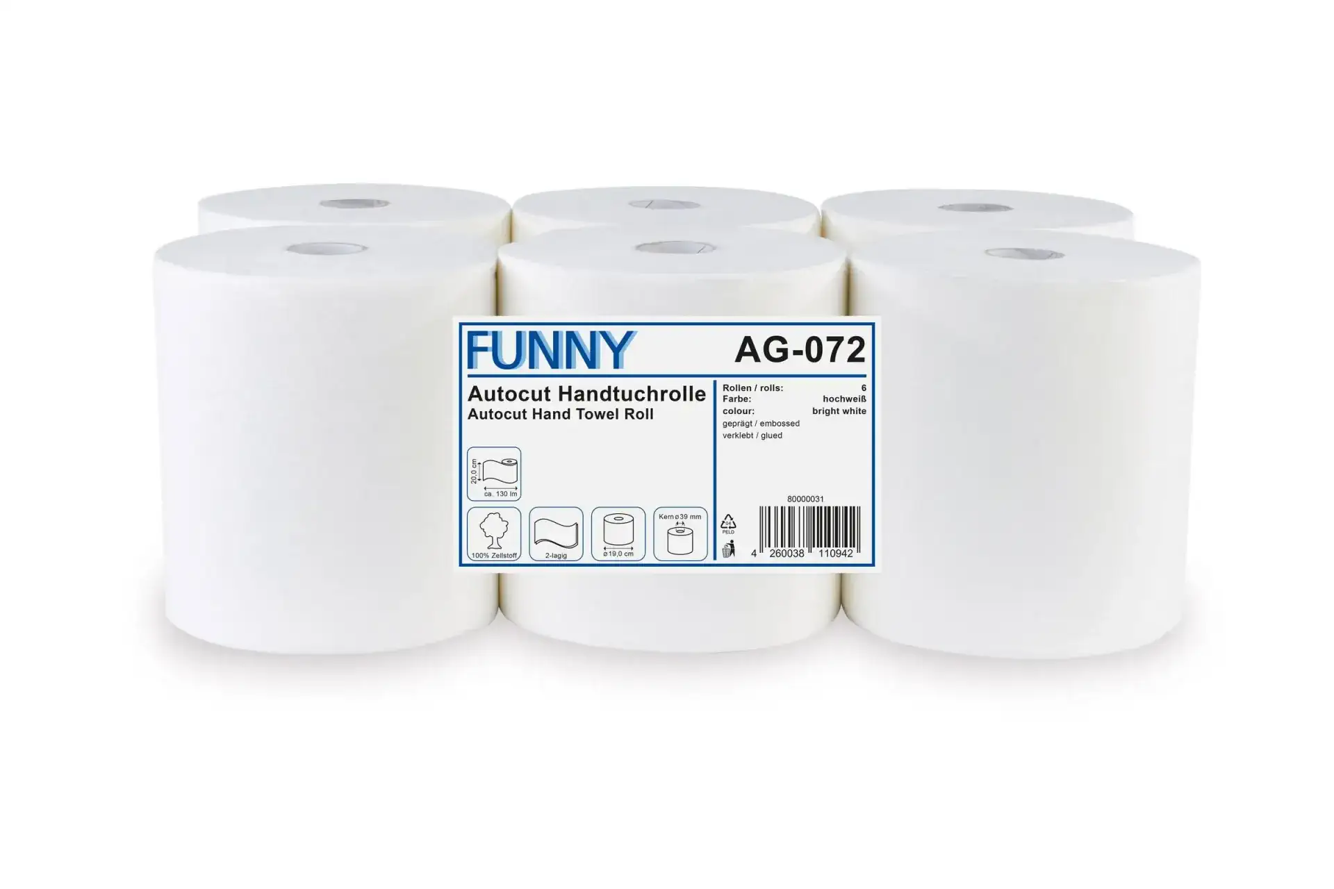 Funny Handtuchrolle 2-lagig, Zellstoff, geprägt  AG-072