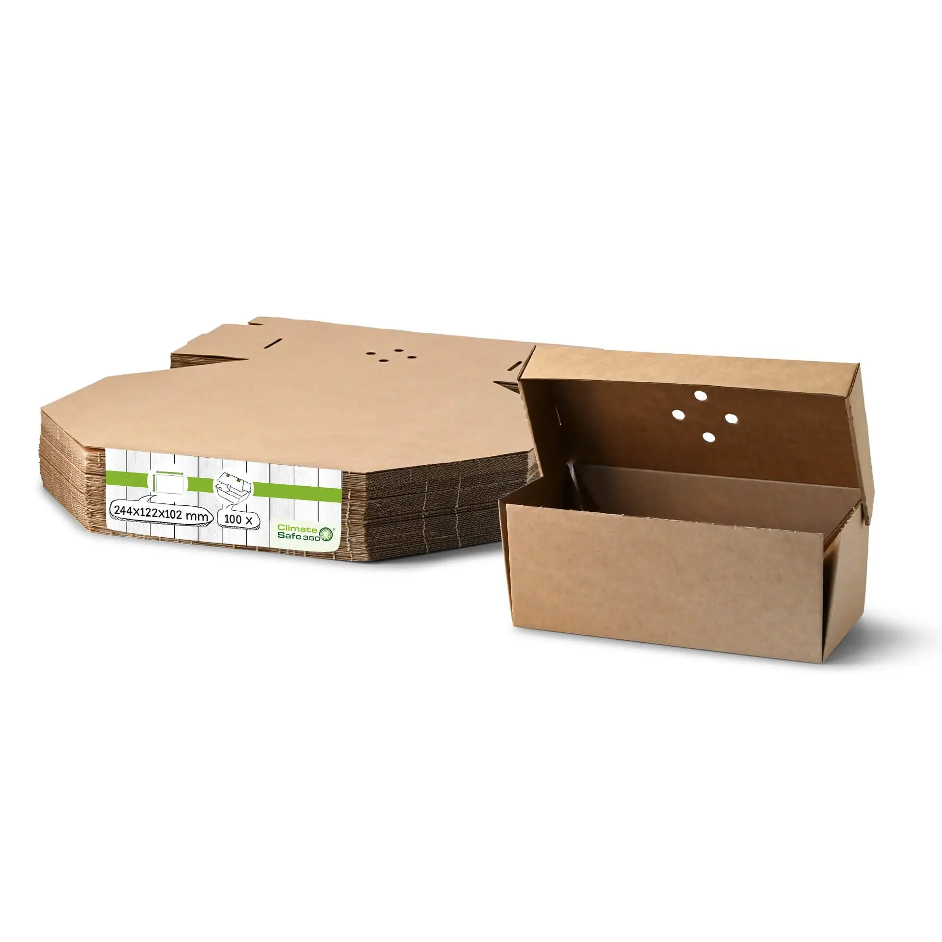 Burgerboxen doppelt 24,4 x 12,2 x 10,2 cm, Kraftkarton, braun, faltbar   | VE 100 Stück Burgerboxen doppelt 24,4 x 12,2 x 10,2 cm, Kraftkarton, braun, faltbar   | VE 100 Stück