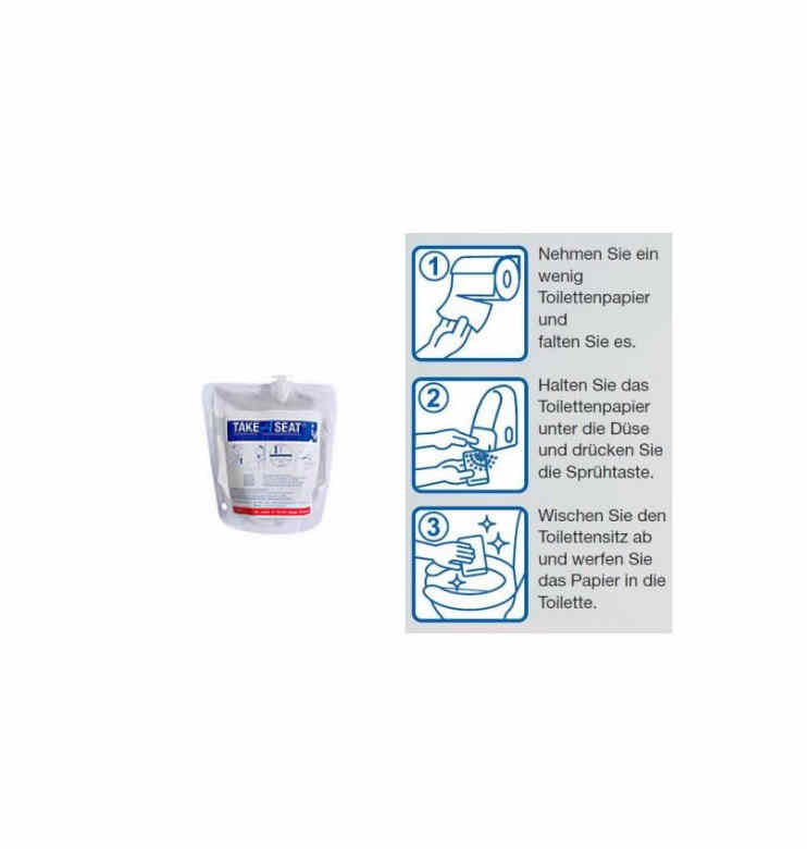 Toilettensitzreiniger Take a Seat Nachfüllbeutel | Karton mit 6 Nachfüllbeutel a 400ml Toilettensitzreiniger Take a Seat Nachfüllbeutel | Karton mit 6 Nachfüllbeutel a 400ml