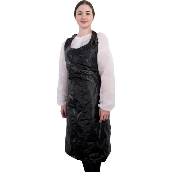 NITRAS PE Einmal-Schürzen 76 x 125 cm schwarz | VE= 5 x 50 Stück = 250 Stück