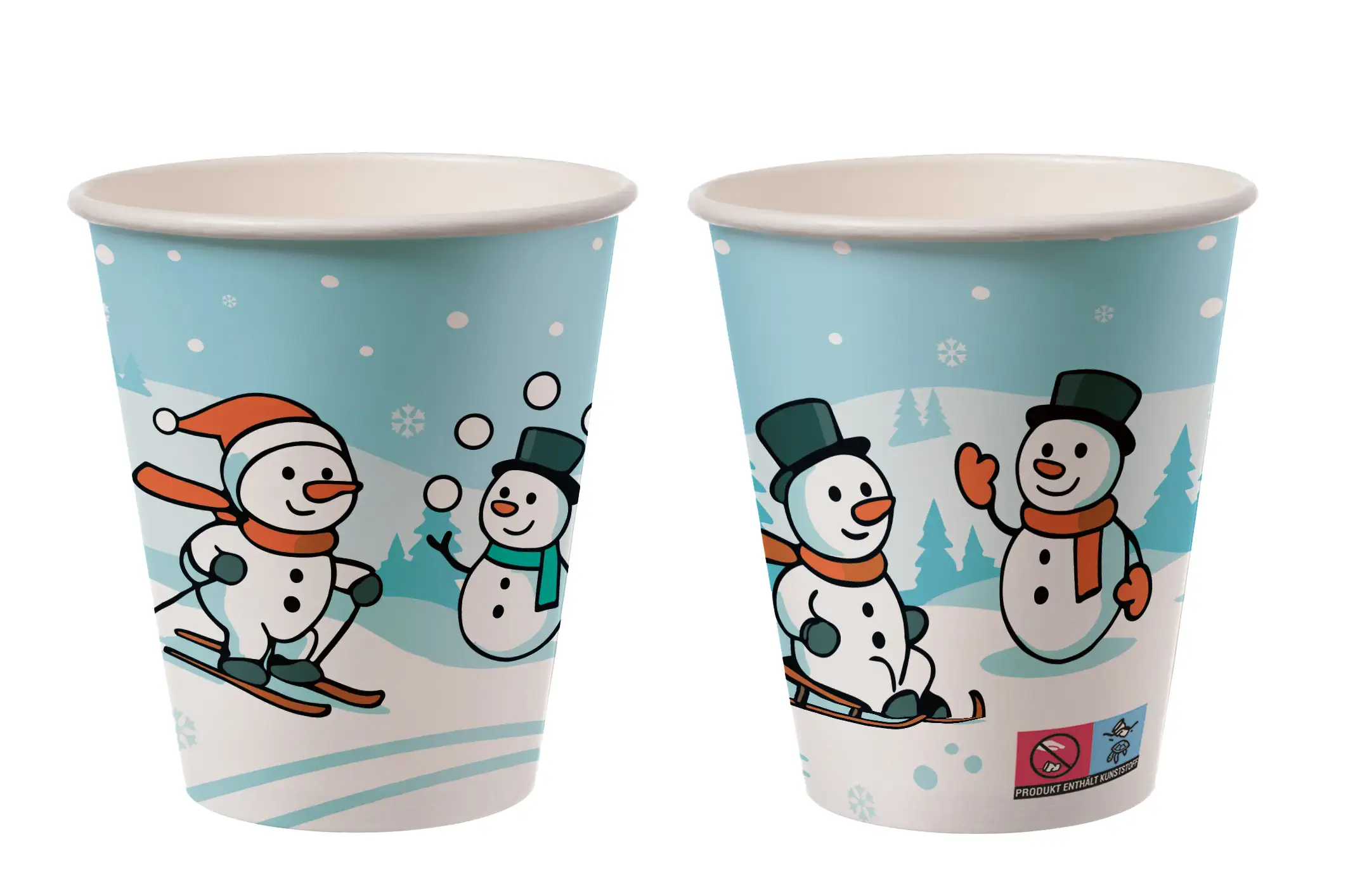 Glühweinbecher Schneemann 0,20l Pappe