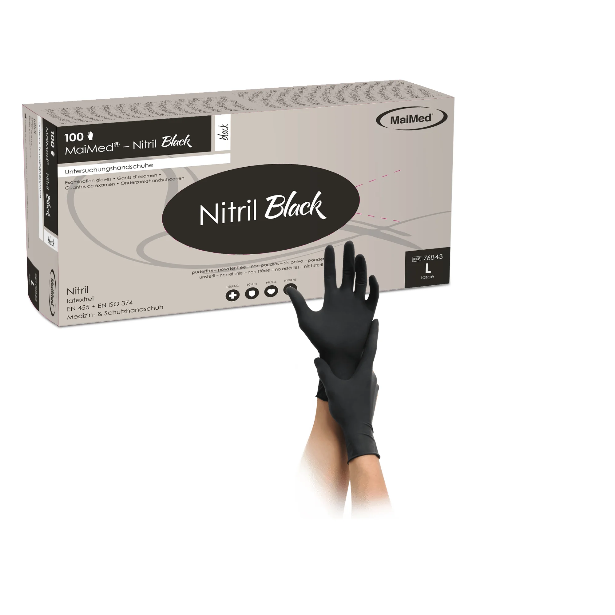 MaiMed Nitril Black Nitrilhandschuhe  in der größe  L