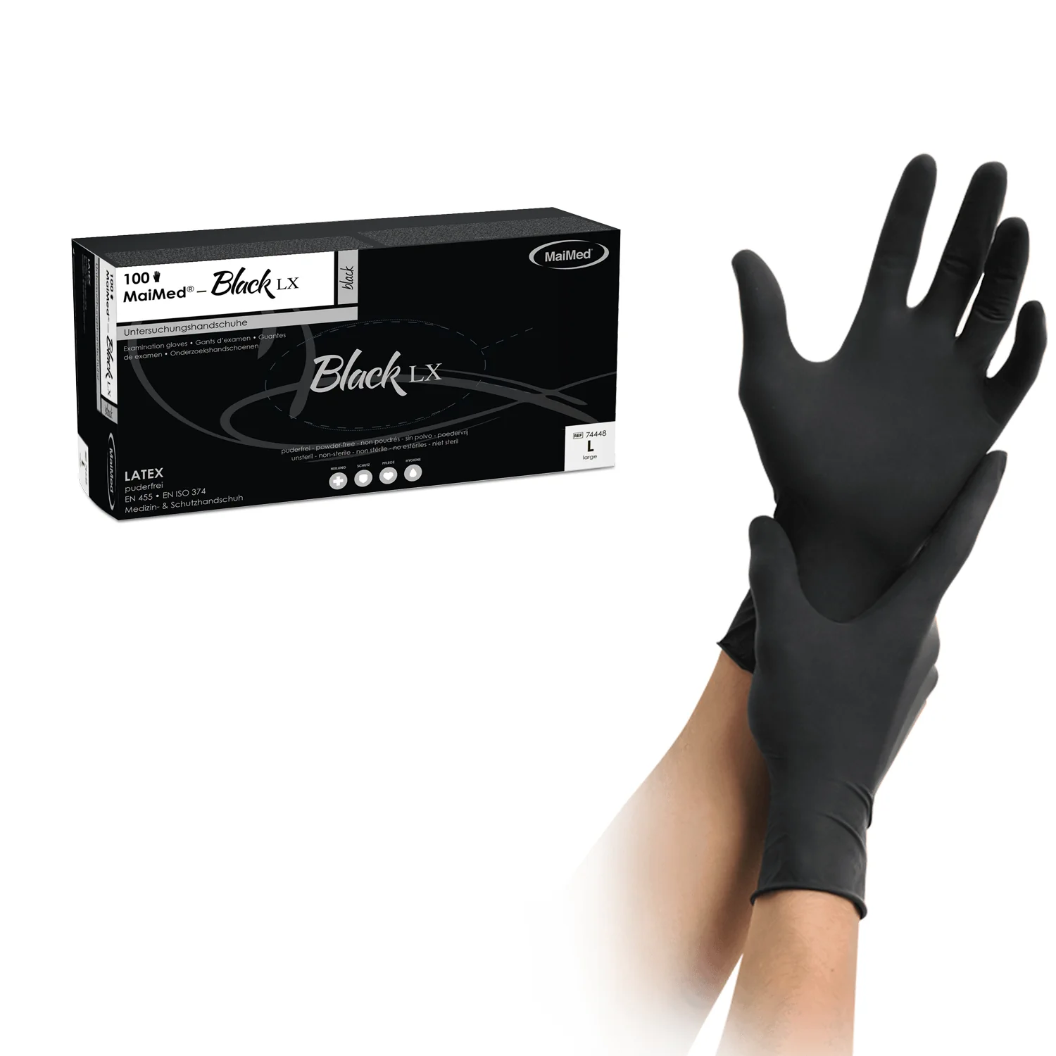 Latexhandschuhe MaiMed  Black LX GreL