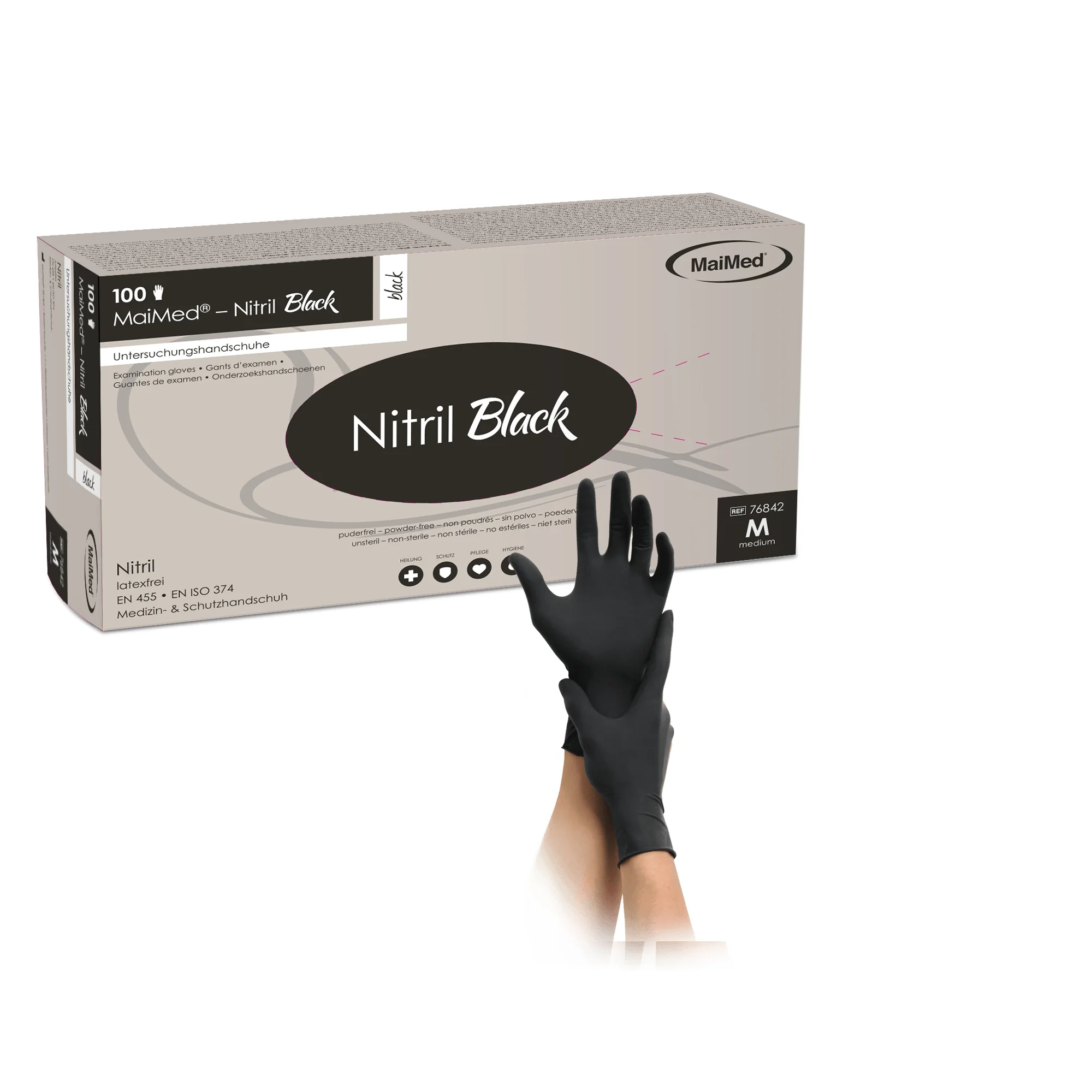 MaiMed Nitril Black Nitrilhandschuhe  in der größe  M