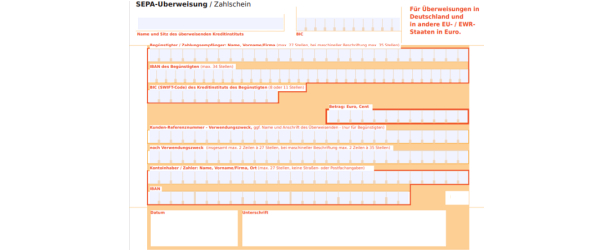 Zahlen per überweisung
